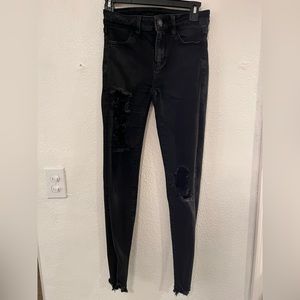 black AE ripped skinny jeans high waisted